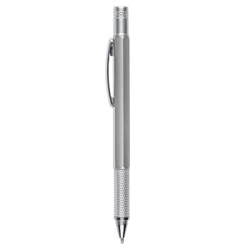 Długopis Techniczny 4w1 z Poziomicą 14,9 cm, ABS srebrny - HelloShop