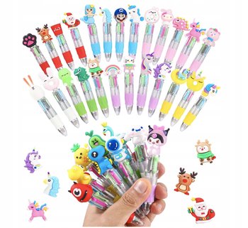 Długopisy 4w1 Dla Dzieci Wielokolorowe Zestaw 34 szt. Zwierzęta Do Szkoły - TRS