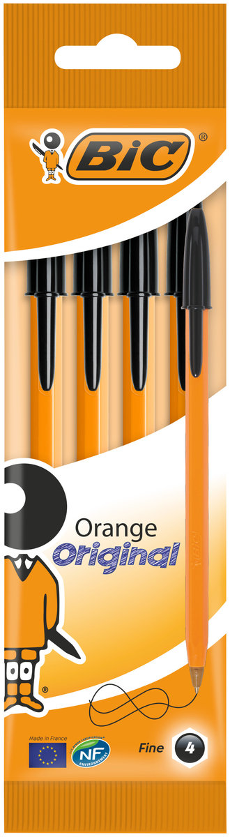 BIC Crystal Original - Penna a sfera con punta fine (08 mm), colori assortiti, corpo arancione