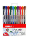 Długopisy Kores K-Pen Super Slide, 10 kolorów - Kores