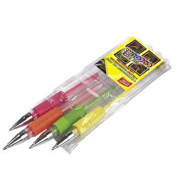 Długopisy żelowe, fluorescencyjne, 4 kolory - Easy