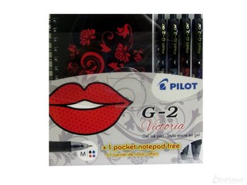 Długopisy żelowe, Pilot G2 Victoria, 4 kolory + notatnik - Pilot