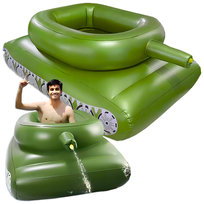 DMUCHANY CZOŁG duży DLA DZIECI Z ARMATKĄ WODNĄ PONTON MATERAC PLAŻĘ BASEN 160 cm