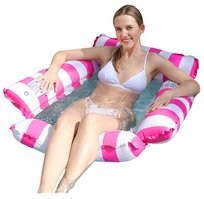 Dmuchany materac do pływania, hamak wodny, różowy, 123x120 cm