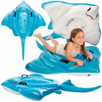 Dmuchany materacyk płaszczka zabawka pływania w basenie niebieski 185x145