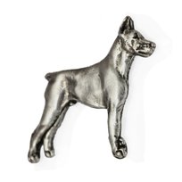 Doberman, Dobermann  - posrebrzana broszka z psem, elegancki pin, ozdoba klapy marynarki marki Art-Dog