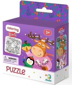 Dodo, puzzle, 16 + kolorowanka Renifer i pingwin, 16 el. - Dodo