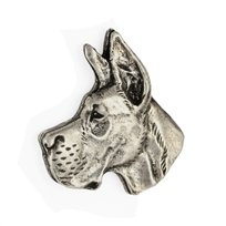 Dog niemiecki I  - posrebrzana broszka z psem, elegancki pin, ozdoba klapy marynarki marki Art-Dog