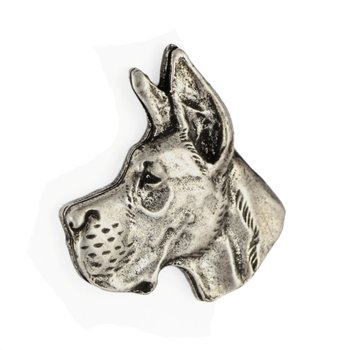 Dog niemiecki I  - posrebrzana broszka z psem, elegancki pin, ozdoba klapy marynarki marki Art-Dog - Art-Dog