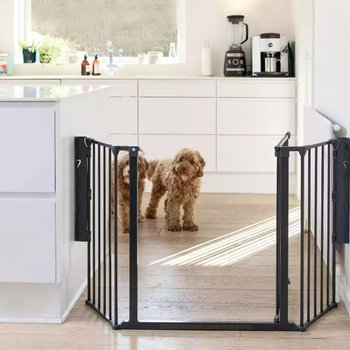 DogSpace - Max M - przykręcana bramka dla psa, czarna (90-146cm) - Baby Dan