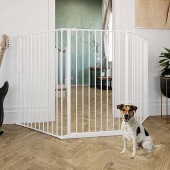 DogSpace - Rocky L – bardzo wysoka, przykręcana bramka dla psa, biała (90-221cm) - Baby Dan