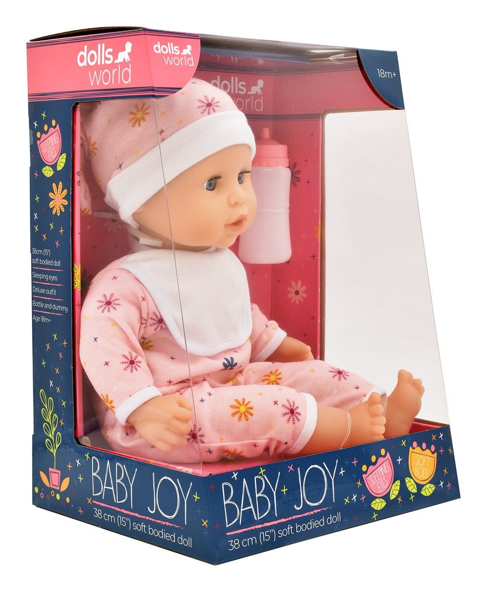 Dolls World, lalka Baby Joy- ubrano różowe, 38 cm Dolls World
