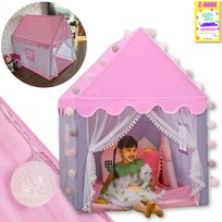 DOMEK DLA DZIECI NAMIOT DO OGRODU DOMU Zamek Pałac do Pokoju Ogrodu Domu + Lampki LED Róż + EBOOK