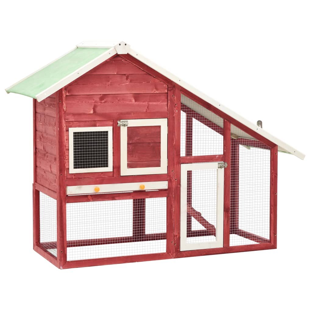 Фото - Клітка / будиночок для гризуна VidaXL Domek dla królika, czerwono-biały 140x63x120 cm, drewno jodłowe 