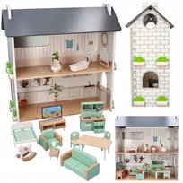 DOMEK DLA LALEK DREWNIANY DOMEK DO ZABAWY DREWNIANA ZABAWKA DOM DLA LAL