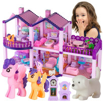 Domek dla lalek Willa z Kucykami i Pieskiem, Zestaw dla Dziewczynki