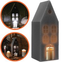 DOMEK LAMPION NA LED SWIECE LATARNIA HANDMADE SREBRO ŚWIĄTECZNE