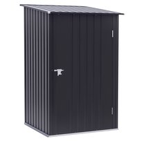 Domek ogrodowy Outsunny z metalu, 1,6 m³, 100 x 103 x 160 cm, z dachem dwuspadowym, zamykanymi drzwiami, odporny na warunki atmosferyczne, zewnętrzny, szafka ogrodowa, ciemnoszary