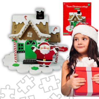 Domek Świąteczny Do Złożenia Piankowe Puzzle 3D 60 Elementów Diy Dla Dzieci - Artmaker