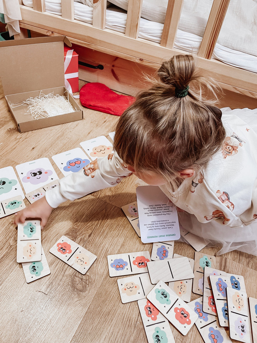 Zdjęcia - Zabawka edukacyjna Domino Drewniane Obrazkowe Dla Dzieci - Emocje 
