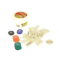 Domino w wiaderku z żetonami 45el, gra planszowa Adar