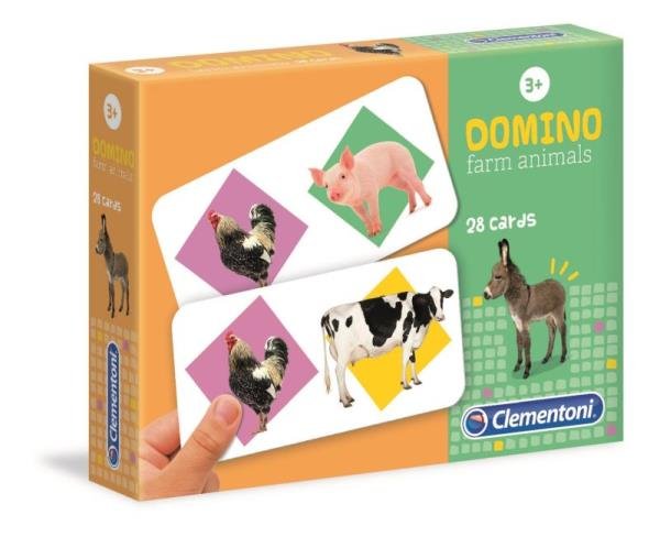 Domino zwierzęta na farmie, gra planszowa, Clementoni
