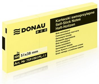 Donau, bloczek kartek samoprzylepny, 51x38 mm, żółty, 100 kartek, 3 szt. - Donau