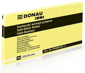 Donau, bloczek kartek samoprzylepnych, 127x76 mm, żółty, 100 kartek - Donau