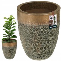 DONICA DONICZKA CERAMICZNA Ø 25 CM MROZOODPORNA ZŁOTA Z ODPŁYWEM WODY TARAS