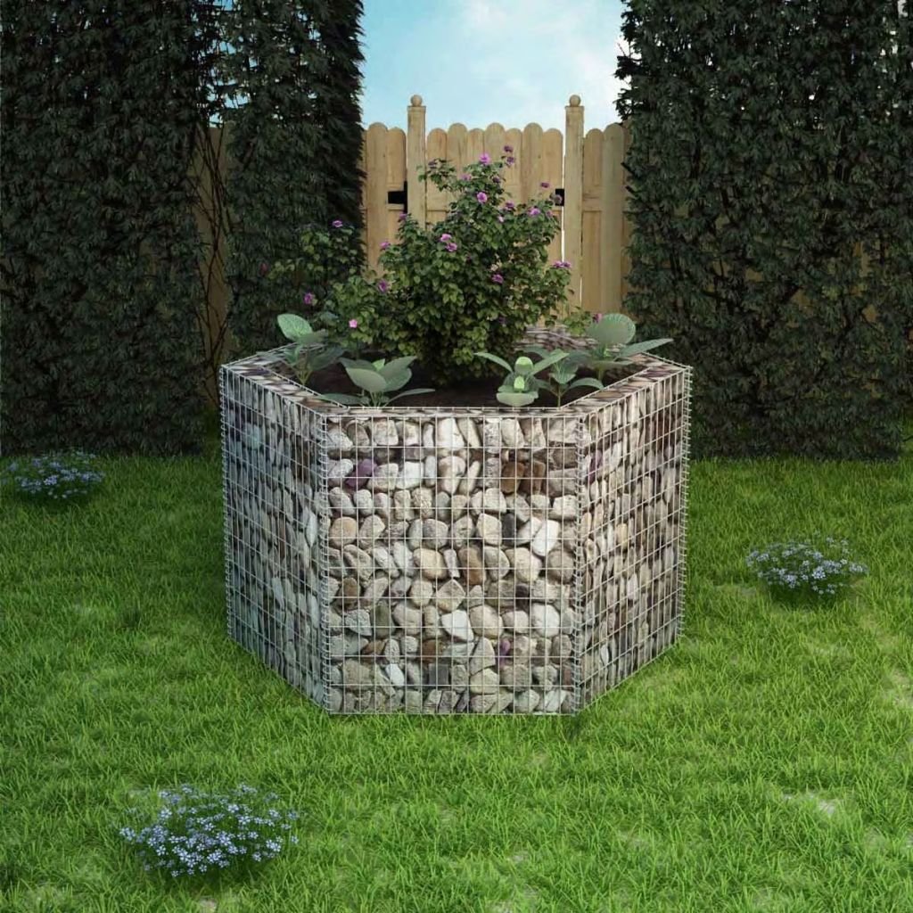 Donica gabionowa VIDAXL, sześciokątna, 160x139x100 cm