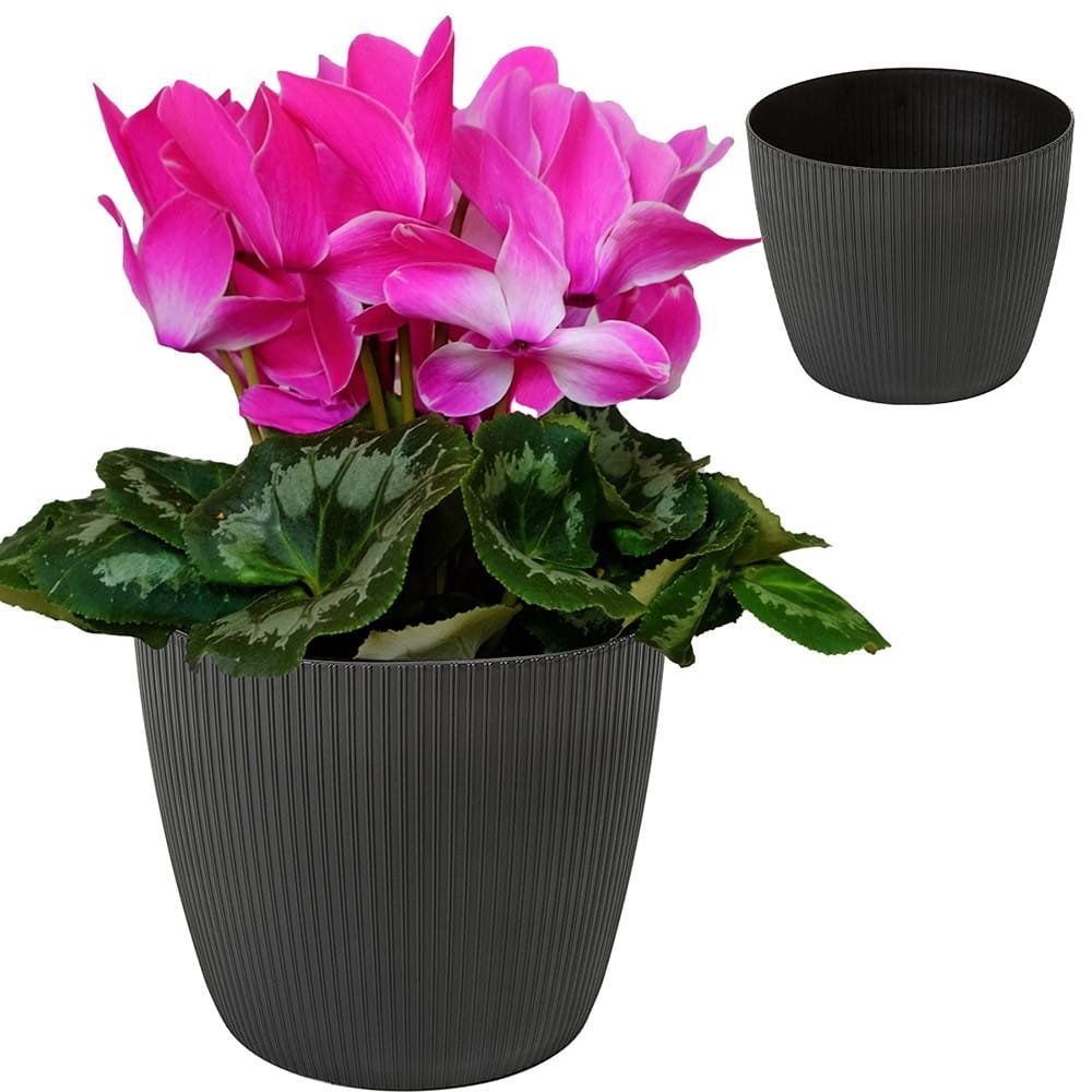 Lamela Magnolia Jumper ECO (+ 30% legno) - Diametro 16 cm, colore: legno naturale (arancione/terracotta) - Vaso per fiori e piante - Vaso per piante in plastica + 30% legno