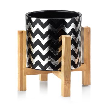 Doniczka Ava Zigzag Silver And Black - Inny producent