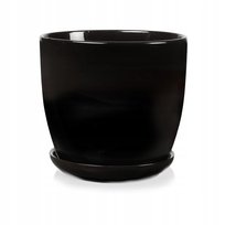 Doniczka ceramiczna z podstawką 13 cm czarna