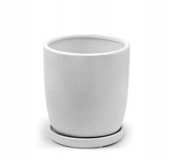 Doniczka ceramiczna z podstawką biała 15 cm - POLNIX