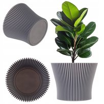 DONICZKA DONICA NA KWIATY 17cm OSŁONKA ROŚLINY KWIETNIK PLASTIKOWA SZARA