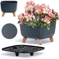 Doniczka Donica Ogrodowa 29 Cm Na Nóżkach Dekoracyjna Antracytowa