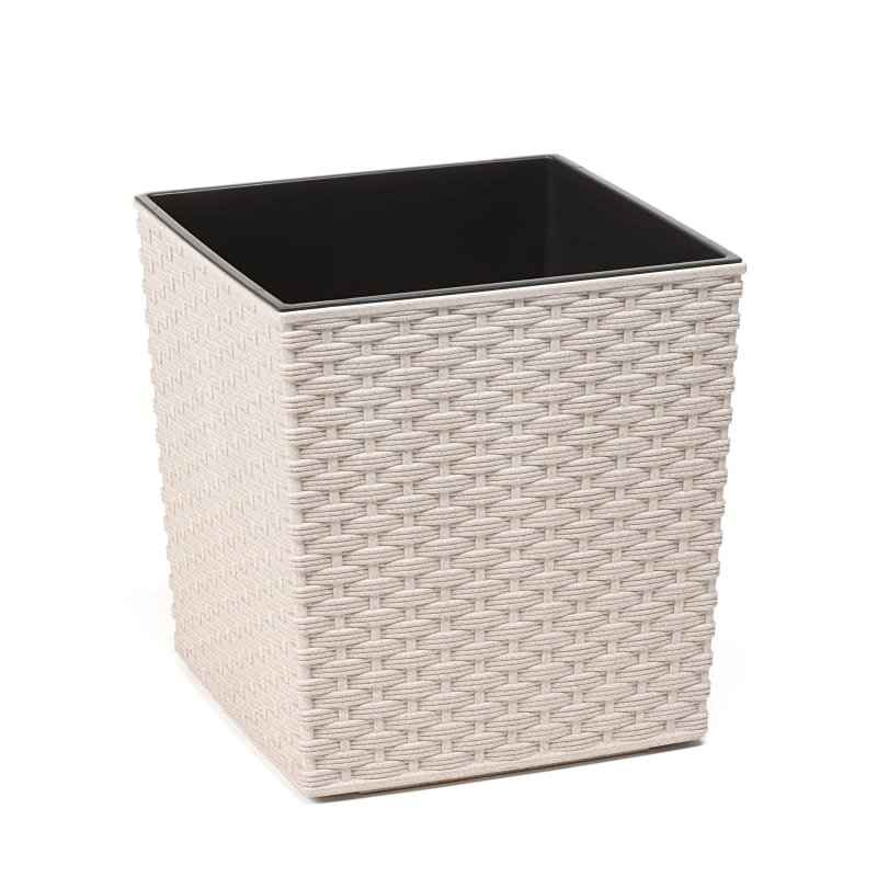 Lamela - Portavasi Juka In Rattano Bianco 25x25x26h Cm - Contenitore Per Piante, Design Leggero E Creativo