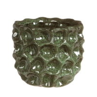 DONICZKA osłonka 13,5 cm  zielona ceramiczna szkliwiona - Dakls