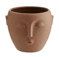 Doniczka, osłonka Face Imprint, ceramika, ceglana 14x12 cm (HY14827-14) - Madam Stoltz