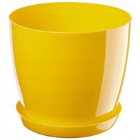Doniczka Osłonka Na Kwiaty Podstawka Żółta 14cm