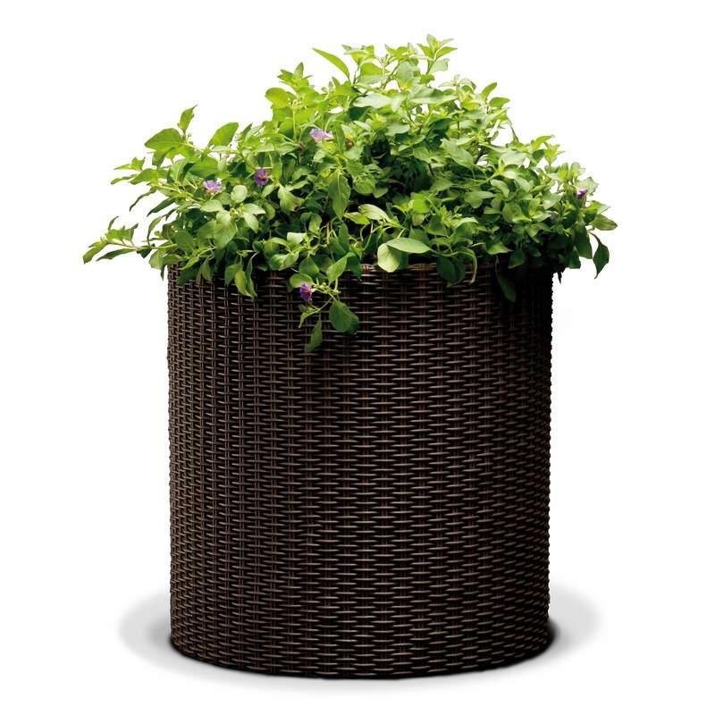 Doniczka/osłonka okrągła brązowa Rattan 36 x 37,3 cm KETER
