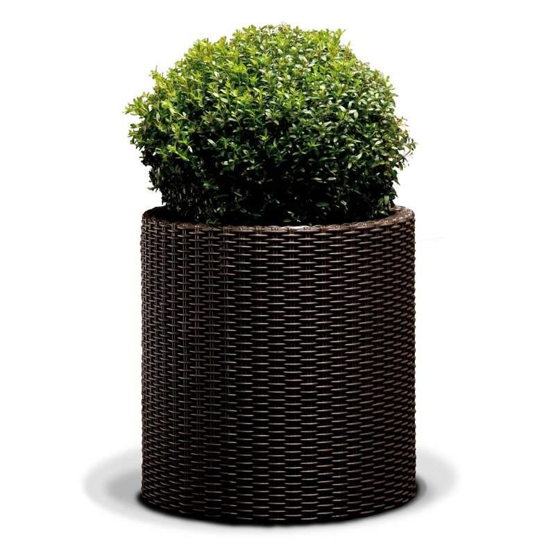 Doniczka/osłonka okrągła brązowa Rattan 44 x 44,3 cm KETER