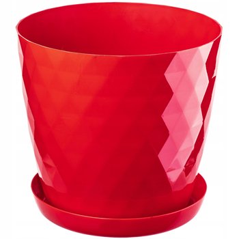 Doniczka + Podstawka Cristal Czerwona 18cm Kolory - KADAX