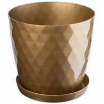 Doniczka + Podstawka Donica Złota 14cm Kolory