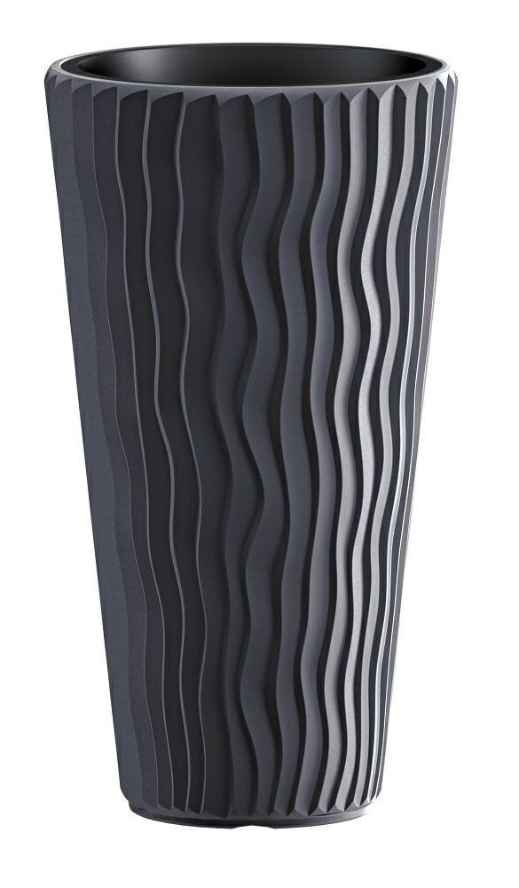 Doniczka PROSPERPLAST Sandy Slim, czarna, 29 cm, 22 L
