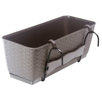 Doniczka Rattan skrzynka 40 cm podstawka + wkład, Mokka - Botle