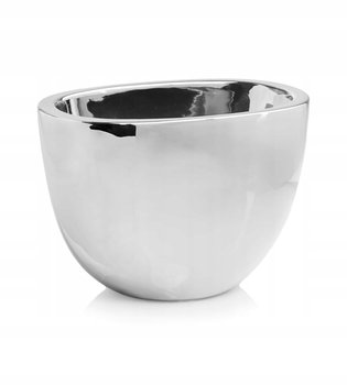 Doniczka srebrna owalna 23 cm srebrna doniczka lustrzana ceramiczna - POLNIX