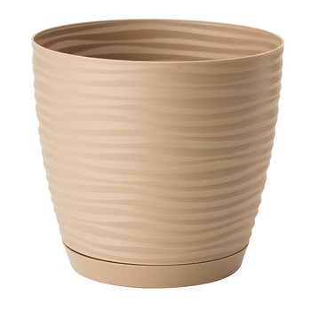 Doniczka z podstawką okrągła 11 cm SAHARA Latte - FORM PLASTIC