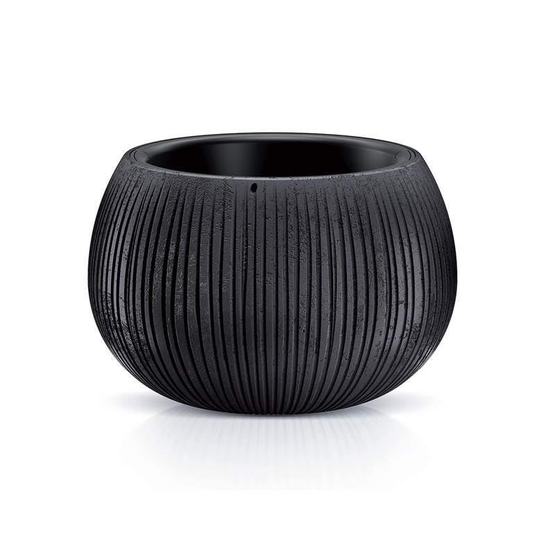 Doniczka Z Wkładem Beton Bowl 24 cm Czarna Prosperplast