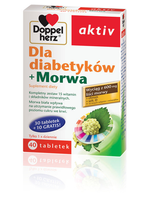 Фото - Вітаміни й мінерали Doppelherz Aktiv Dla Diabetyków+Morwa, suplement diety, 30 tabletek